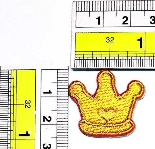 Parita muito pequena coroa amarela do rei adesivos bordados adesivos desenhos animados infantils de proteção decorativa de