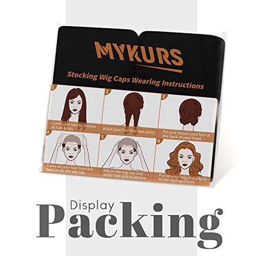 Mykurs Black Stocking Wig Caps para mulheres, 24 PCs