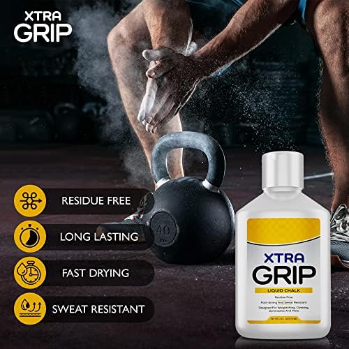 Xtra Grip Liquid Chalk -Sport Solução de Grip - Grip -Grip -ym giz para levantamento de peso - Improve a giz para escalar giz