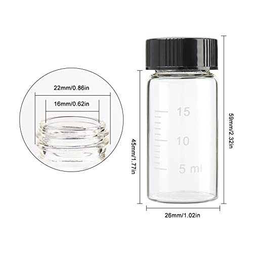 Kesell 28pcs 20ml Clear Pequenos frascos de vidro com escala de amostragem de amostra de líquido em escala Garrafas