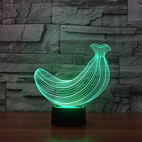 Llwwrr1 fofo 3D Banana Visual LED Night Light 7 Cores Alterando a mesa de frutas Lâmpada de humor Sono Sleep Iluminação de crianças