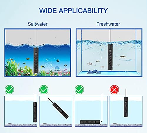 Aquecedor de aquário Jamgozoo com termostato: 100W/200W/300W/500W Aquecedor de tanques de peixe, aquecedor de água fresca e salgada