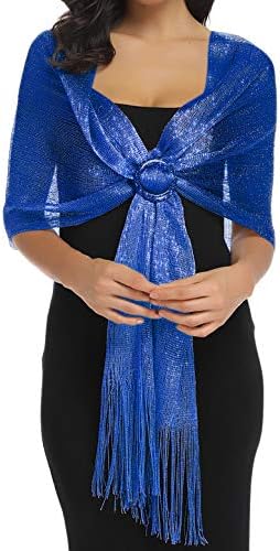 Rheane Sparkling Metallic Shawls and Wraps com fivela para festas de festas noturnas festa de casamento