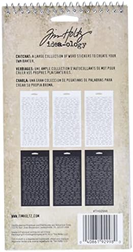 Adesivos de palavra bitchat por tim holtz idéias-alicers, cartolina fosca em preto e branco, 1088 adesivos, th92998, 1/8