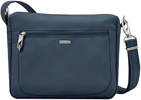 Travelon Women's Classic Anti-roubo Small East/West Crossbody Bag, meia-noite, 10,5 x 8 x 2,5