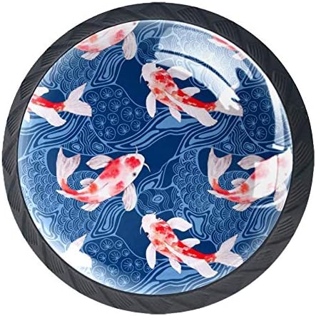 Aquarela ideal koi peixe carpa japonesa onda de textura gaveta puxar alça de decoração de móveis para armário de cozinha penteadeira