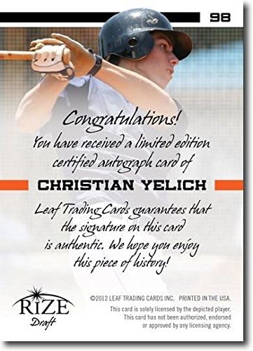 Christian Yelich 2012 Rize Rookie Autograph Gold Auto RC /100