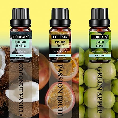Lorfain Fruity Fragrance Oil Gift Conjunto para sabonete, vela DIY, bombas de banho, óleos perfumados de grau premium - frutas de