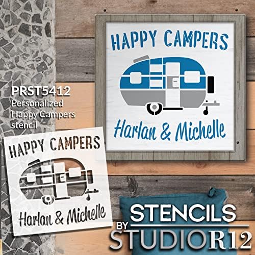 Happy Campers personalizados estêncil por Studior12 - Selecione Tamanho - EUA Made - Craft DIY Camping ao ar livre Decoração
