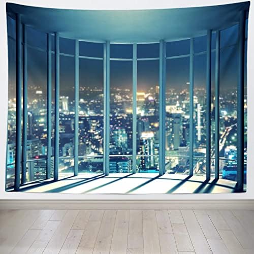 Corfoto Fabric 9x6ft janela de pano de fundo fotografia de Nova York Cidade Night Picture Casement Cityscape Scene de luxo para homens