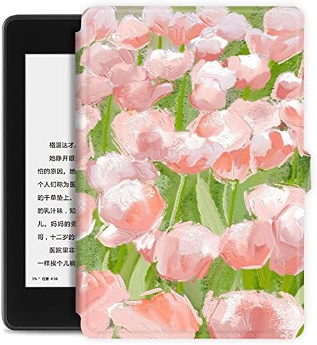 Case se encaixa na 6 Kindle, Ultra -Thin e Lightweight Leather Smart Protective Case com acordar/sono automático - campo de tulipa