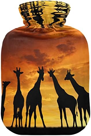 Garrafas de água quente com capa de girafas saco de água quente para alívio da dor, artrite dos músculos doloridos, cama de água quente