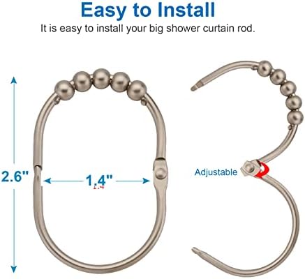 Ganchos de cortina de chuveiro anéis, ganchos de cortina de chuveiro amplo de metal de metal para cortinas de haste de chuveiro