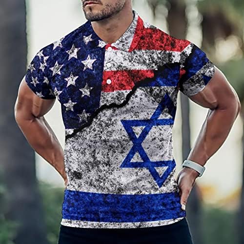 Baikutouan EUA e Israel em uma camiseta masculina rachada camisetas curtas Tees de golfe ao ar livre tênis esportivo