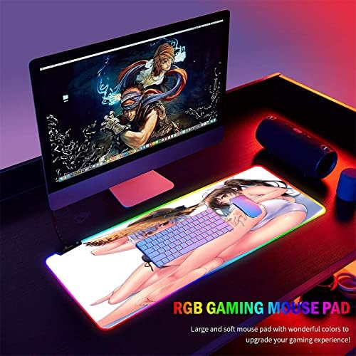 Mouse pads Anime Girl Sexy Butt RGB Mouse Pad LED xxl jogadores de teclado USB colorido Pad Gaming Desk de 35,43 polegadas