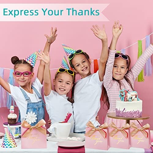 80 pacote pequeno agradecimento Bolsas de presente Caixas Mini sacolas de festas rosa Favor com fita de fita Bow Mini