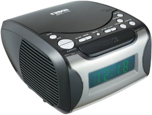 NAXA Electronics NRC -175 Digital Clock Tuning AM/FM Rádio e CD player - Laca preta