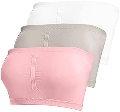 XIPCOKM 3 Packs Bandeau Bra Strapless Bralettes Tubos de lingerie de tubo acolchoado sem costura Tampa de lingerie de