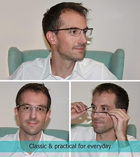 Lur 3 pacotes de óculos de leitura de meio aro + 3 pacotes de óculos de leitura de metal de meio aro