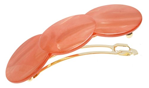 França Luxe Triple Simple Circle Barrette - Nacro coral