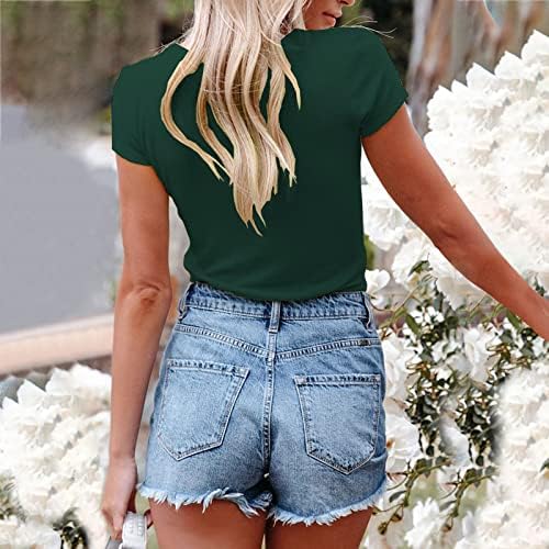 Camiseta de blusa para meninas 2023 manga curta Vneck botão para cima Up Lounge Lounge Listrado Bell Bottom Bottom Bottom