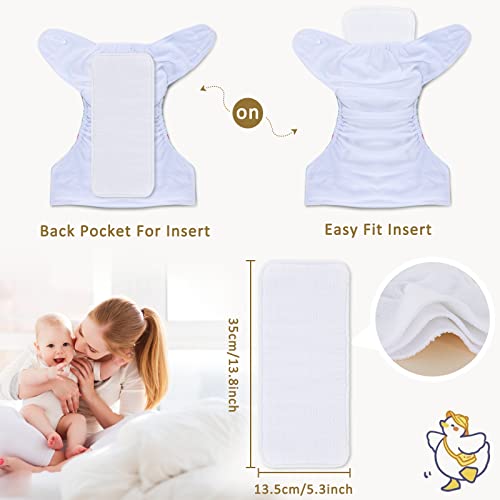 TDIAPERS Fregs de pano lavável reutilizável um tamanho ajustável para bebês 6 pacote com 10 inserções, 1 bolsa molhada