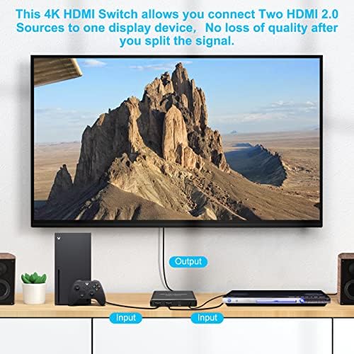 Extrator de áudio de comutação HDMI 4K, adaptador de áudio HDMI Arc, entrada HDMI 2 1 saída Swicther Optical e Aux Audio Out Suporte 3D para PS4 Xbox One DVD Blu-ray Player HD TV Projector TV