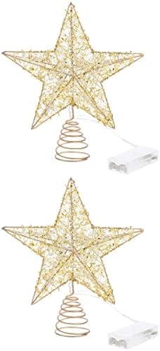 2 PCs Treça de Natal Tree Tree Luminous Star Shape Treetop Decor para decoração em casa em casa para festa de celebração