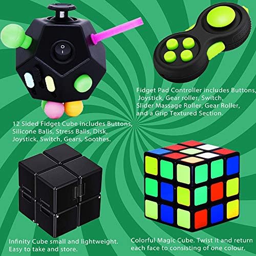 Fayoo Fidget Toys pacote para crianças e adultos, incluindo cubo infinito de 12 lados cubo cubo colorido cubo arco -íris