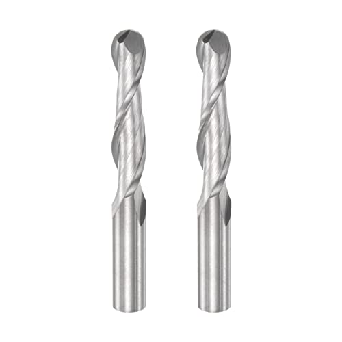 Harfington 2pcs Ball Nariz End Mill de 4 mm de diâmetro 17 mm Comprimento de corte 4mm Hassado de alta velocidade 2 flautas de