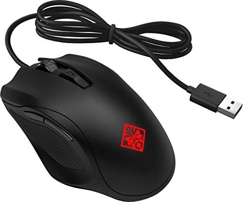 HP Omen 400 Mouse de jogos USB com fio, interruptores mecânicos otimizados, sensor óptico de ajuste rápido de 1600-5000 dpi,