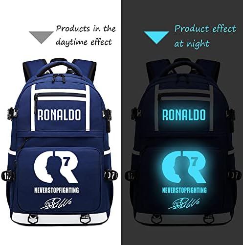 A estrela do jogador de futebol da loja Shangying Ronaldo multifuncional luminosa mochila fãs de futebol de futebol laptop Daypack