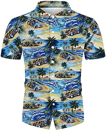 BEUU 2022 NOVAS camisas havaianas masculinas, Button de manga curta de verão para cima Tops Tropical Floral Print Relaxed