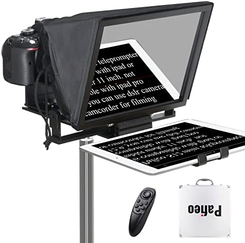 Teleprompter Compatível com iPad Air 10,9 polegadas, Pafieo S12 Mini DSLR Câmera teleprompter com controle remoto Compatível com câmera