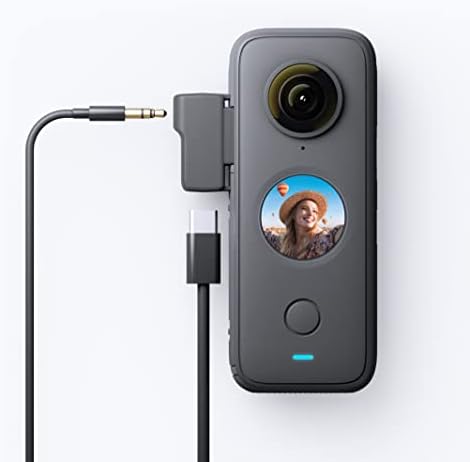 Adaptador de microfone Insta360 One X2 para microfones externos Tipo-C e 3,5 mm de portas de áudio