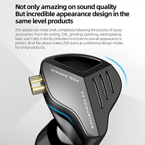 KZ ZVX em fones de ouvido do monitor de orelha fones de ouvido IEM conectados com dinâmico dinâmico linear de 10 mm de