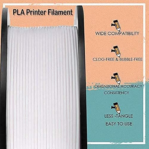 3Pack, Creasee PLA Verde+Black+Filamento Branco da Impressora 3D, Precisão dimensional de filamento de 1,75 mm PLA