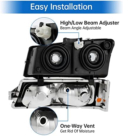 Montagem dos faróis de Gorware Compatível com 2003 2004 2005 2006 2007 Silverado Avalanche 1500/2500/3500 Substituição de farol