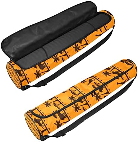 Ratgdn Yoga Mat Bag, Padrão de Animal Africano Exercício de ioga Transitador de tapa Full-Zip Yoga Mat Bolet