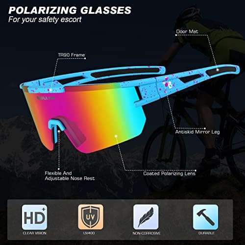 Óculos de sol Bollfo Cycling, UV 400 Eyewear polarizado para homens Mulheres