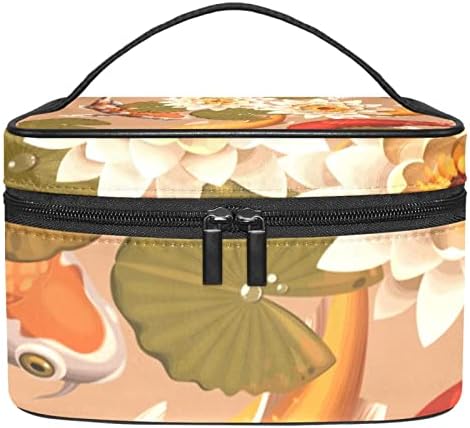 Lorvies Lotus Fish Koi Cosmético Bolsa de Viagem Bolsa de Viagem Holoryeil Holdre Top Handal