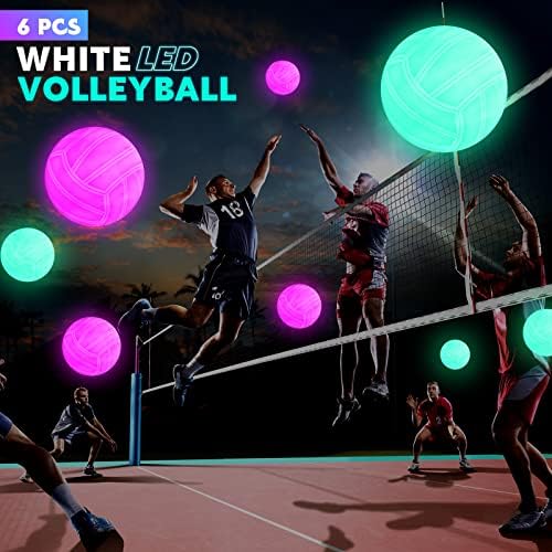 Threan 6 peças brilham no vôlei escuro Light Up Led Beach Volleyball Bolas brilhantes à prova d'água para adolescentes