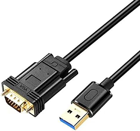 Herfair USB para cabo adaptador VGA, 1080p@60Hz USB 3.0 a 15pin VGA D-Sub Converter Masculino para Macho USB para