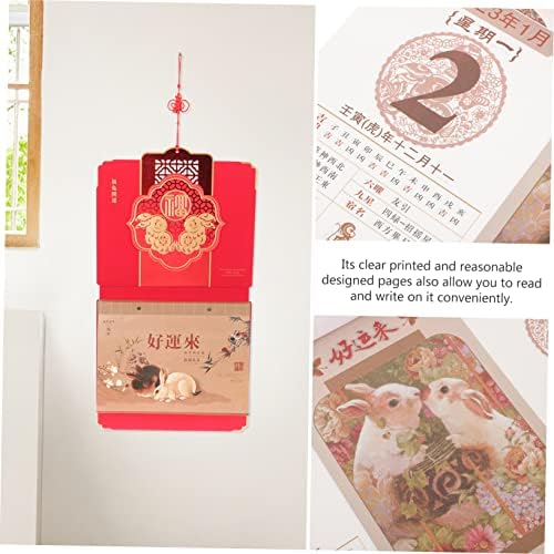 Aboofan 5pcs 2023 calendário de mesa Chinoiserie decoração do calendário chinês Calendário Chinês Calendário de parede 2023 FU Decoração