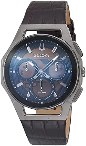 Cronografia de cronógrafo de bulova Relógio de couro marrom 98A231