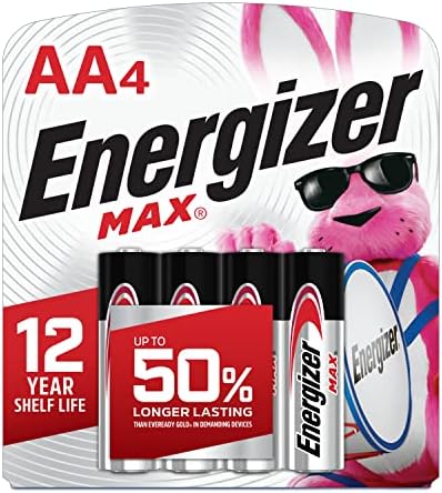 Baterias AA do Energizer, max dobrar um alcalino de bateria, 4 contagem