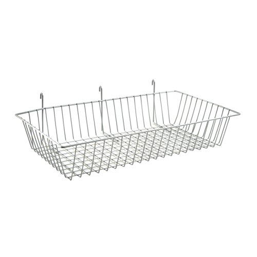 Econoco Wire Basket, 24 largura x 12 profundidade x 4 altura, cinza revestido com epóxi