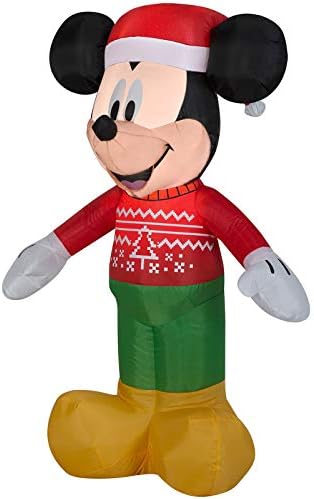 Gemmy 3,5 'Mickey On Sweater Ugly Disney Christmas Inflável