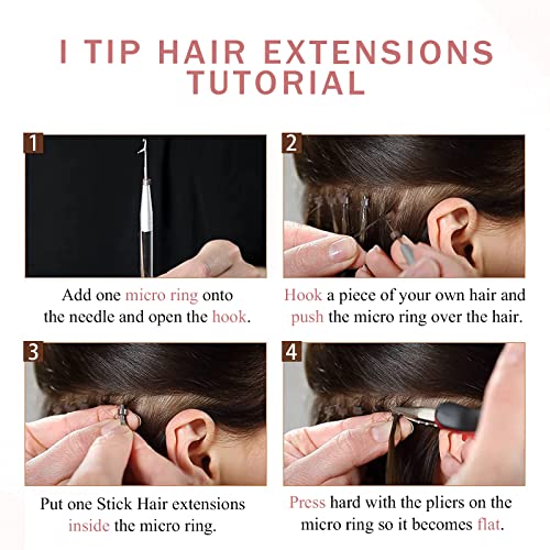 Lacer I Tip Extensões de cabelo de cabelo real Extensões de cabelo de fusão marrom escura de fusão Remy I Tip Extensões de