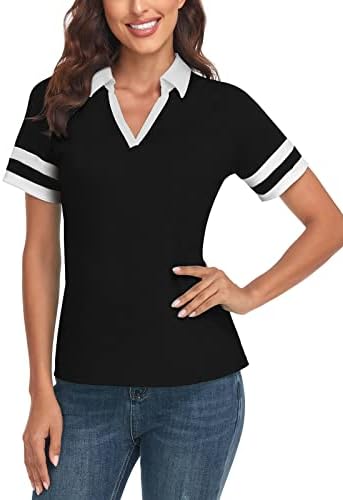 Soneven Feminino de Manga Curta Feminina Camisa de Golfe Americagem Athletic Golf Polo Camisetas Camisas de Tênis